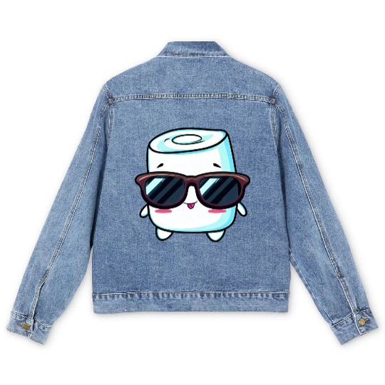 Cool Kawaii Marshmallow with Sunglasses - Sweet Men's Denim Jackets