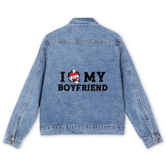 I Love My Boyfriend - I Heart My Boyfriend Men's Denim Jackets