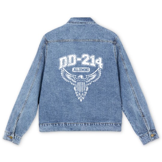 Dd 214 Alumni Military Veteran With Usa Eagle Men's Denim Jackets