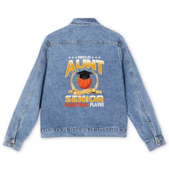 Proud Aunt Senior Class Of 2022 Basketball Player Men's Denim Jackets