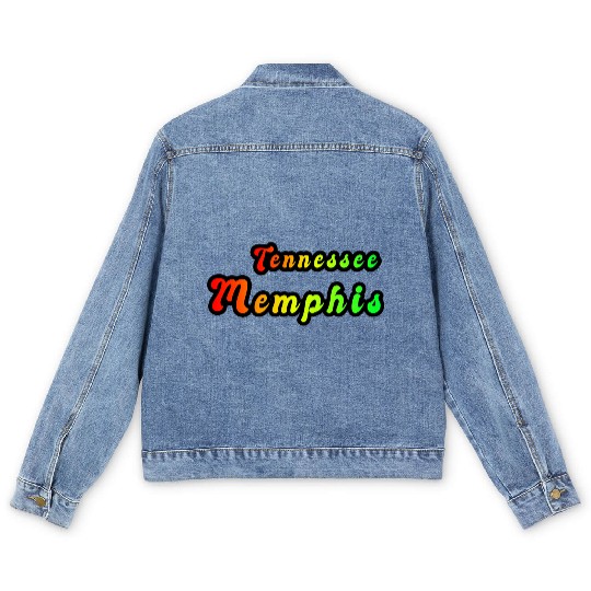 Memphis Tennessee rainbow design Men's Denim Jackets