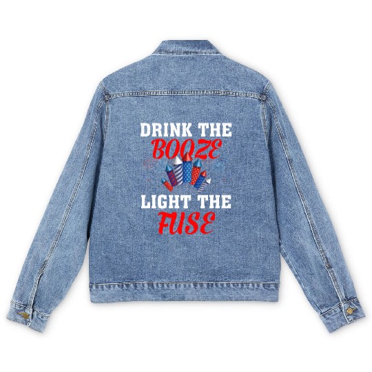 Light The Fuse Fireworks Funny Fourth 4th Of July Men's Denim Jackets