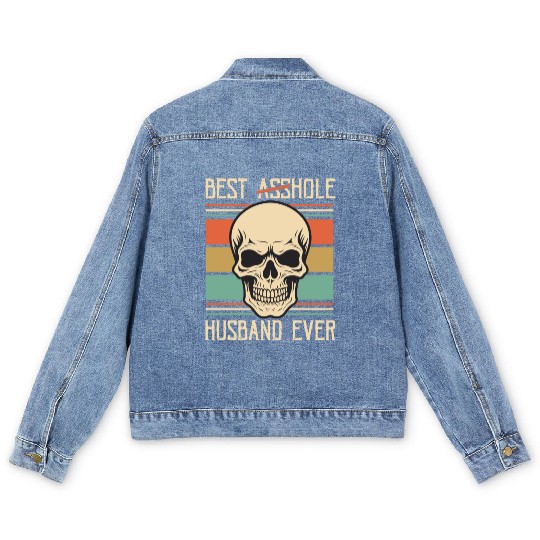 Vintage Best Asshole Husband, Husband png, bride Men's Denim Jackets