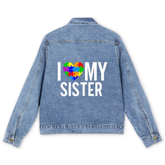I Love My Sister Men's Denim Jackets