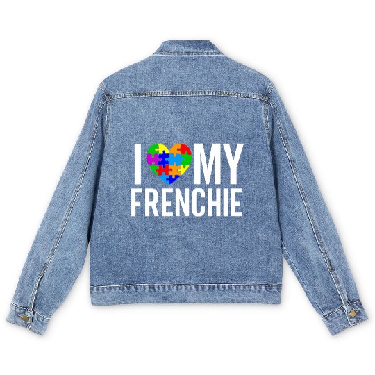 I Love My Frenchie Men's Denim Jackets