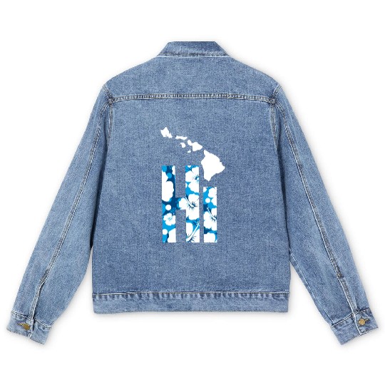 Hawaii Hi Hibiscus Blues Men's Denim Jackets