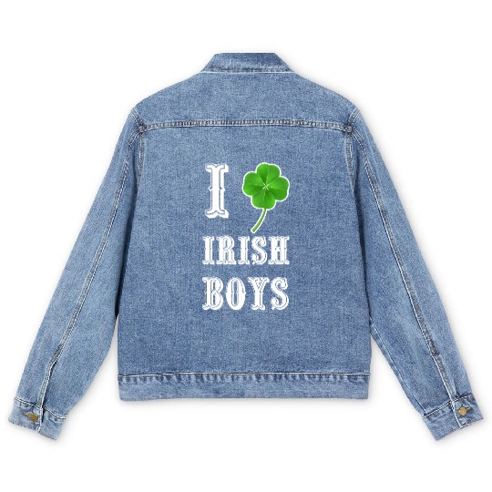 Shiny Saint Patrick s Day Shamrock Rhinestone Men's Denim Jackets