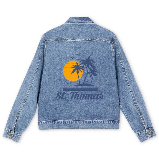 Saint St Thomas Caribbean Island Beach Men's Denim Jackets