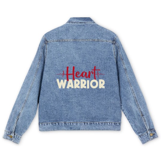 Heart Warrior Men's Denim Jackets-Heart Surgery Gift-Survivor