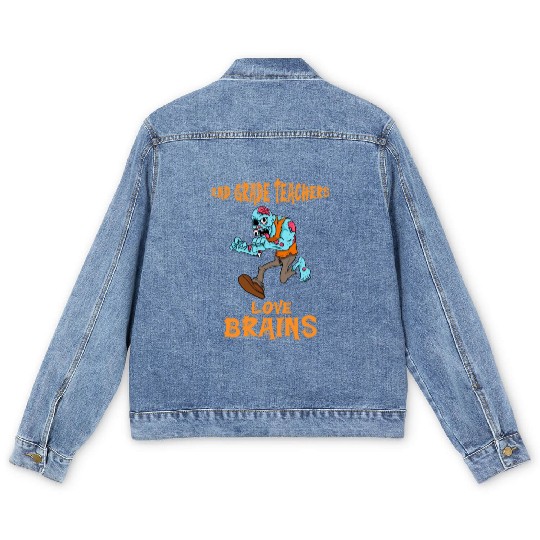 2nd Grade Teachers Love Brains Zombie Teacher Men's Denim Jackets