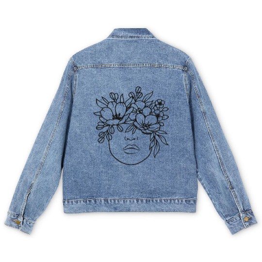 floral outline Men's Denim Jackets