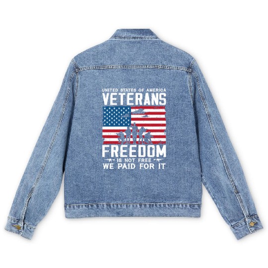 US Veterans Freedom Is Not Free We Paid For It Men's Denim Jackets