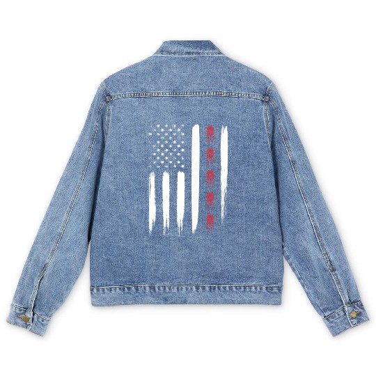 Cicada Line In Distressed Us Flag For Cicada Men's Denim Jackets