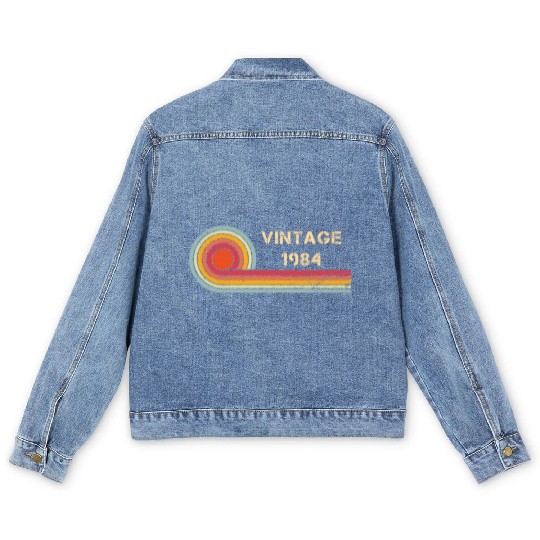 Vintage 1984 birthday retro design Men's Denim Jackets
