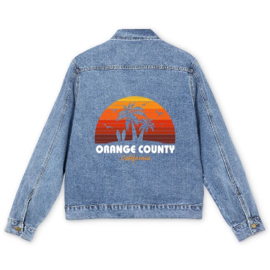 Retro Orange County California Sunset Cool Men's Denim Jackets