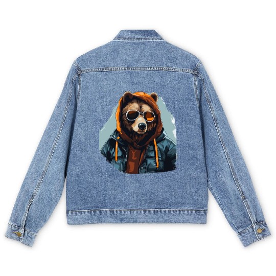 Street Style Brown Bear | Bear Lovers Men's Denim Jackets