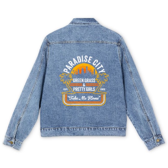 Funny 80's Classic Rock Parody: Paradise City Men's Denim Jackets