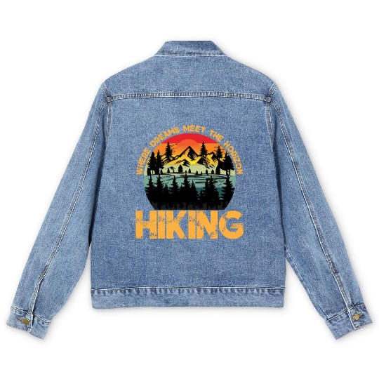 Where Dreams Meet The Horizon Hiking Summer Design Men's Denim Jackets