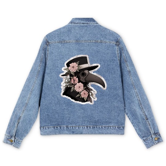 Cute Floral Plague Doctor Men's Denim Jackets