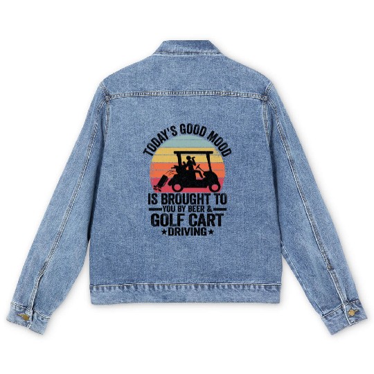 Beer Golf Cart Funny Golfer Vintage Golfing Quotes Men's Denim Jackets