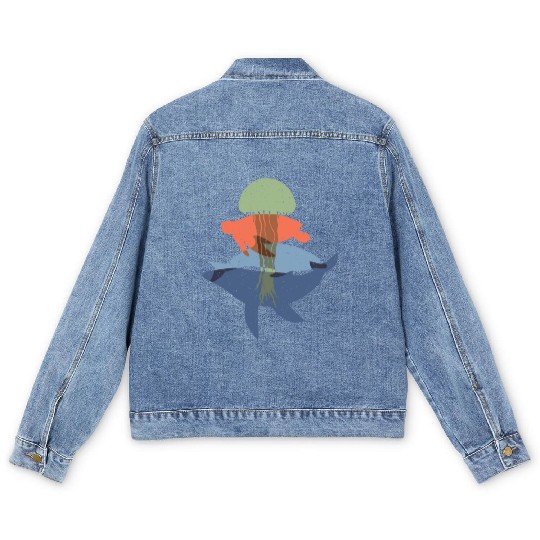 Whale And Their Friends Dolphin Turtle And Men's Denim Jackets