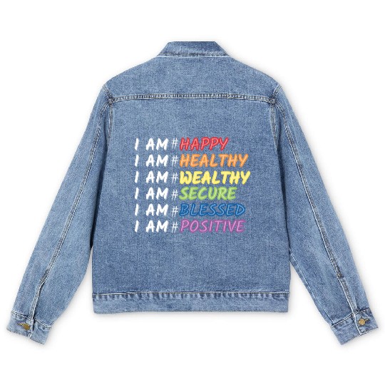 Daily Motivational Affirmation Mantra Self Love Men's Denim Jackets