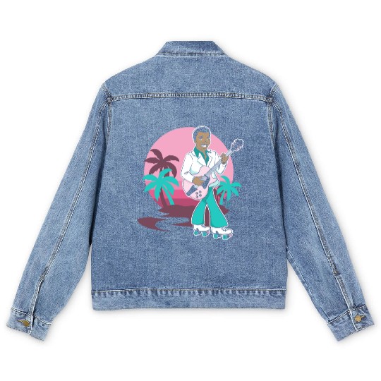 Breezin' on Wheels Retro Cartoon - Malibu Style Men's Denim Jackets
