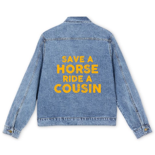 Cousin Adventure Save Horse Ride A Cousin Men's Denim Jackets