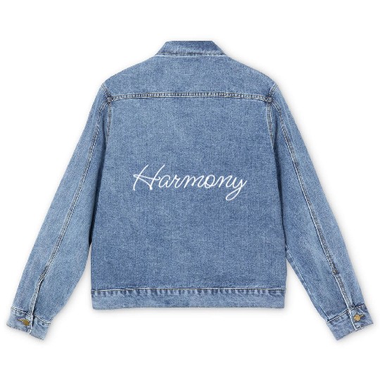 Harmony: Handwrite typography minimalist design Men's Denim Jackets