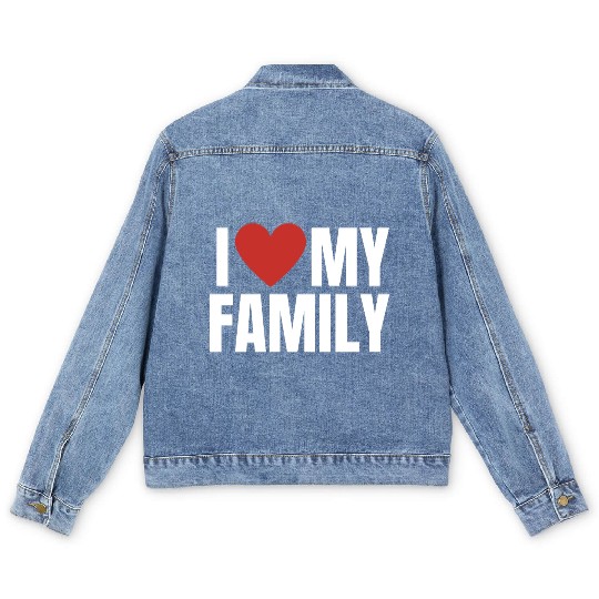 I Love My Family Gathering Reunion Celebration Men's Denim Jackets