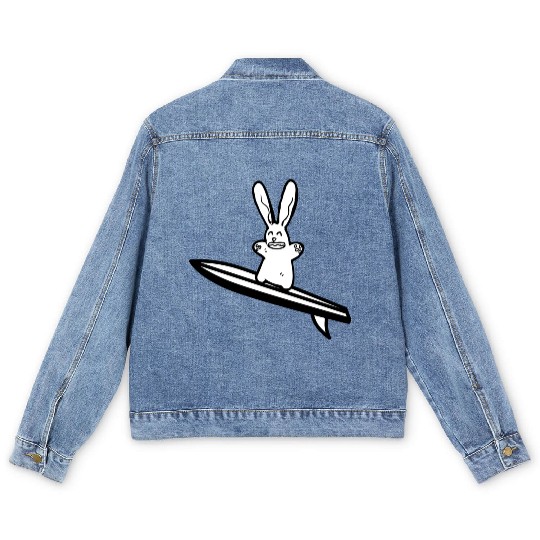 Bunny Surfer Cute Rabbit Lover Owner American Men's Denim Jackets