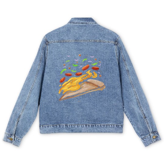 I Love Pizza With A Heart Of Pizza Men's Denim Jackets