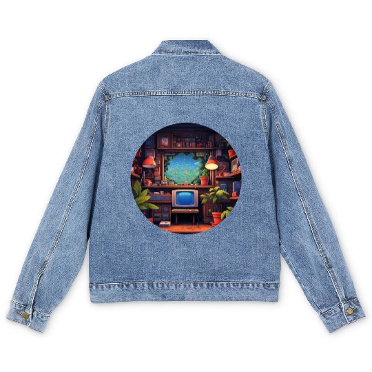Pixelated Nostalgia: Embrace Retro Gaming Fun Men's Denim Jackets