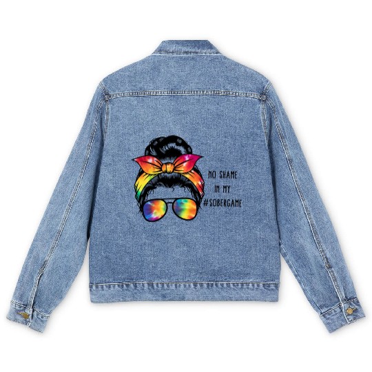 Sobriety Men's Denim Jackets, No Shame In My Sober Game Women