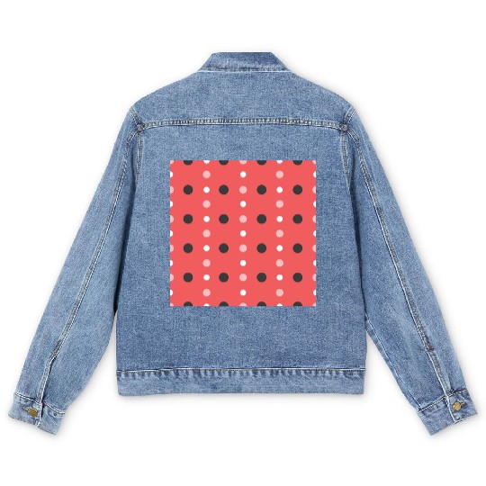 pink polka dots pattern design Men's Denim Jackets