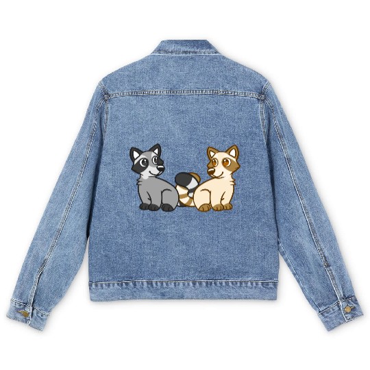 Raccoon Friends In Blue Men's Denim Jackets