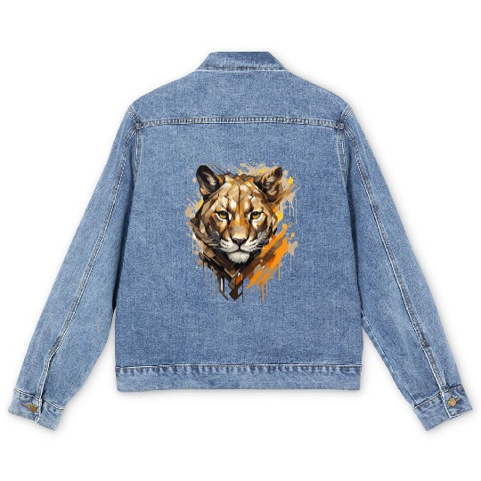 Graffiti Style Mountain Lion | Mountain Lion Lover Men's Denim Jackets