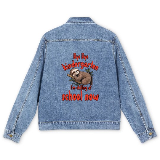 School kid, first grade, chill at school Men's Denim Jackets