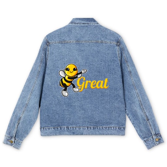 The Cute Bee Says Be Great The Bee Men's Denim Jackets