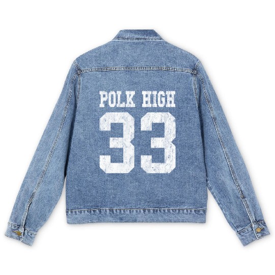 Polk High School Football Jersey 33 Aged Look Men's Denim Jackets