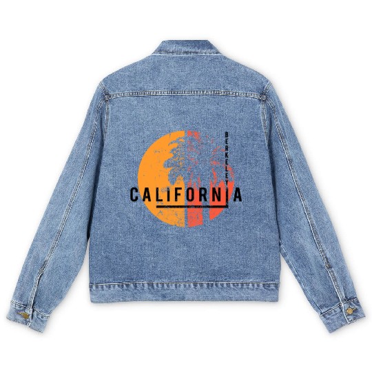 Berkeley California Cool Native Palm Tree Men's Denim Jackets