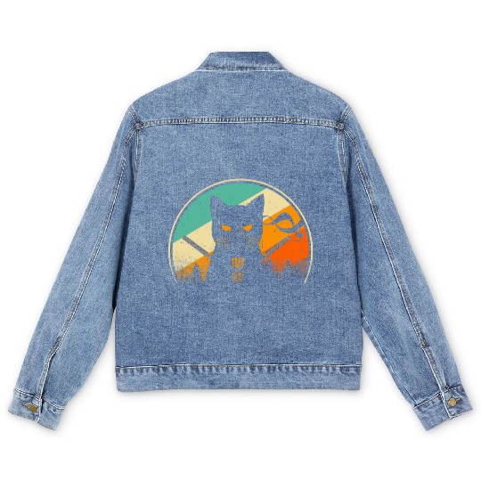 Vintage Japanese Cat Kawaii Retro Style Cat Kitten Men's Denim Jackets