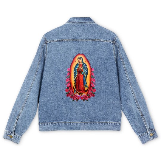 Virgin Mary Lady of Guadalupe Virgen De Guadalupe Men's Denim Jackets