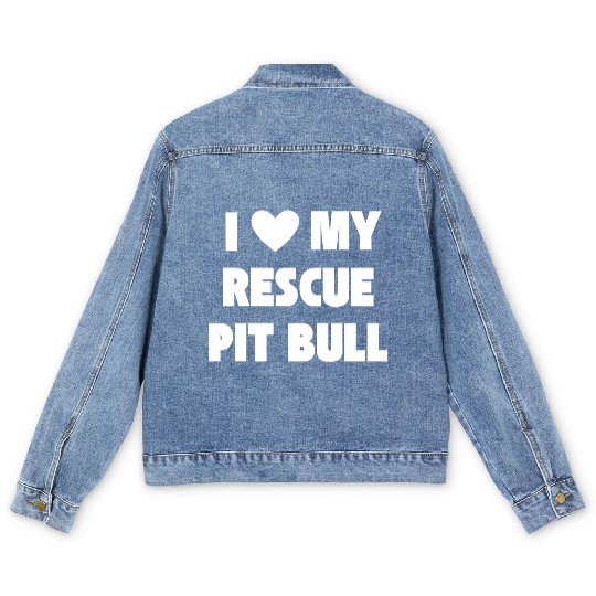 I Love My Rescue Pit Bull | Pitbull Advocacy Men's Denim Jackets