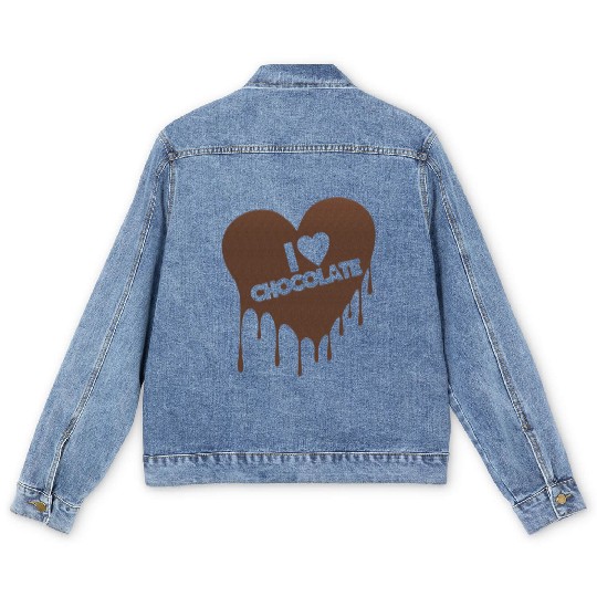 I Love Chocolate Candy Heart Lover Men's Denim Jackets