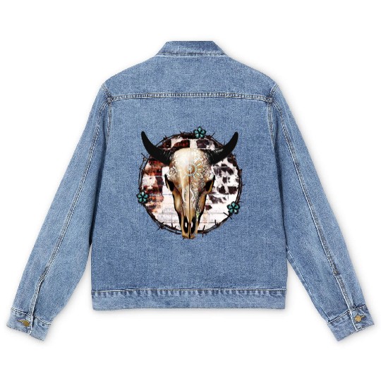 Bull Skull Western Men's Denim Jackets