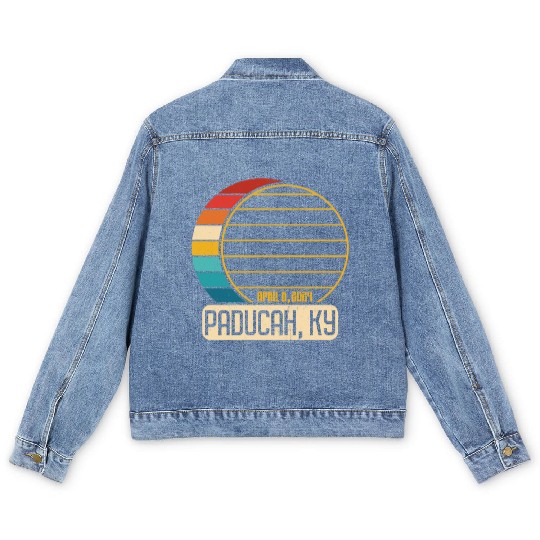 Total Solar Eclipse Kentucky Paducah April 28 2024 Men's Denim Jackets