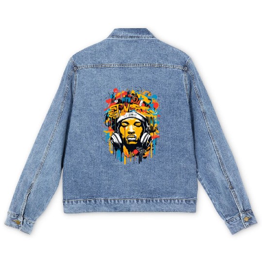 Hip-hop, music, rap, rapper, sound, gift Men's Denim Jackets