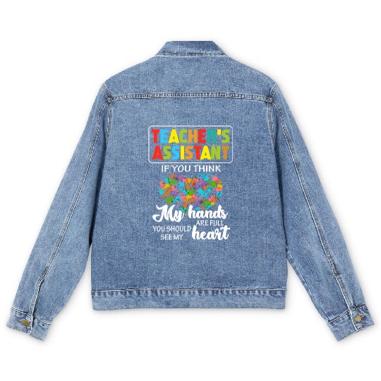 Teacher Assistant Cute Heart Quote Gift Men's Denim Jackets For