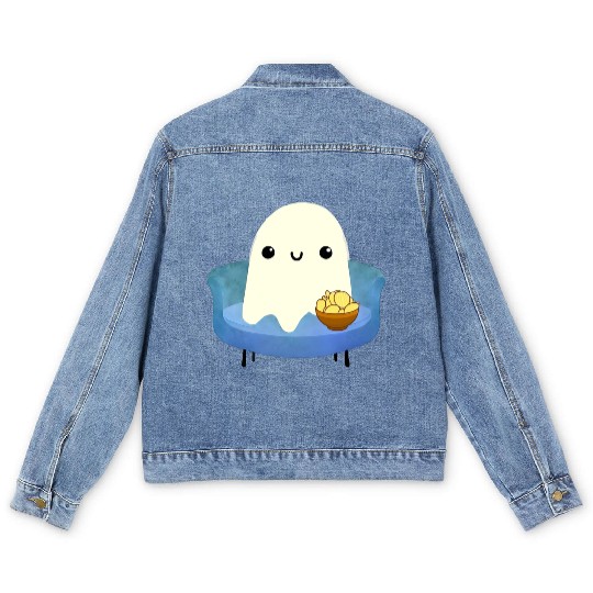 Couch Potato Ghost With Potato Chips Men's Denim Jackets